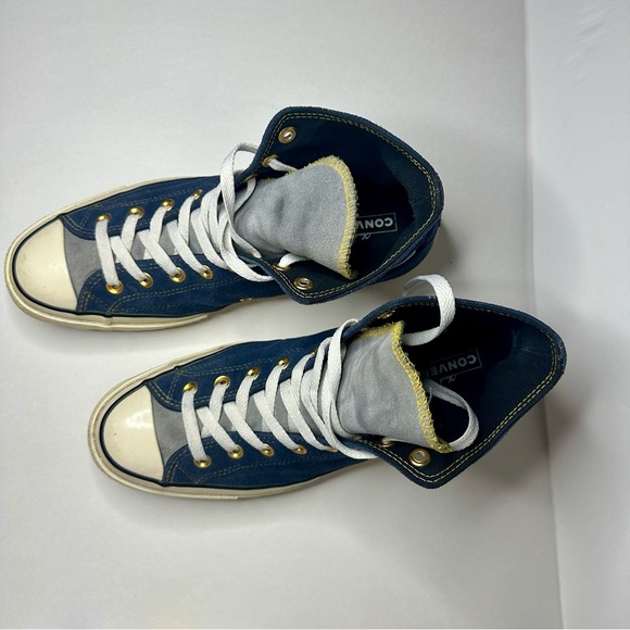 🥂SOLD🥂Converse Chuck Taylor Blue Suede Maize Detail Custom Sneakers, 10 - Picture 4 of 14